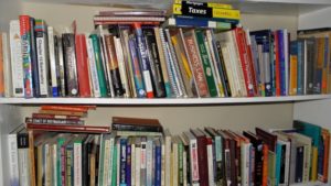 Books on bookshelf