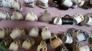 Mugs on Display Using a Pegboard