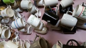 Mugs on Display Using a Pegboard