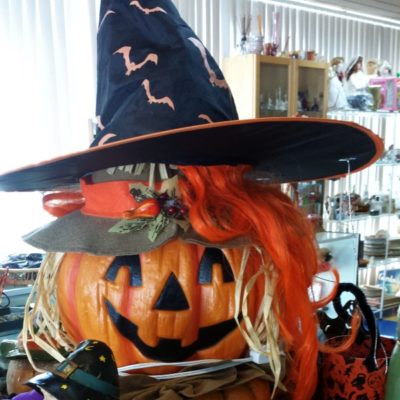 Halloween Pumpkin wearing a Witch Hat